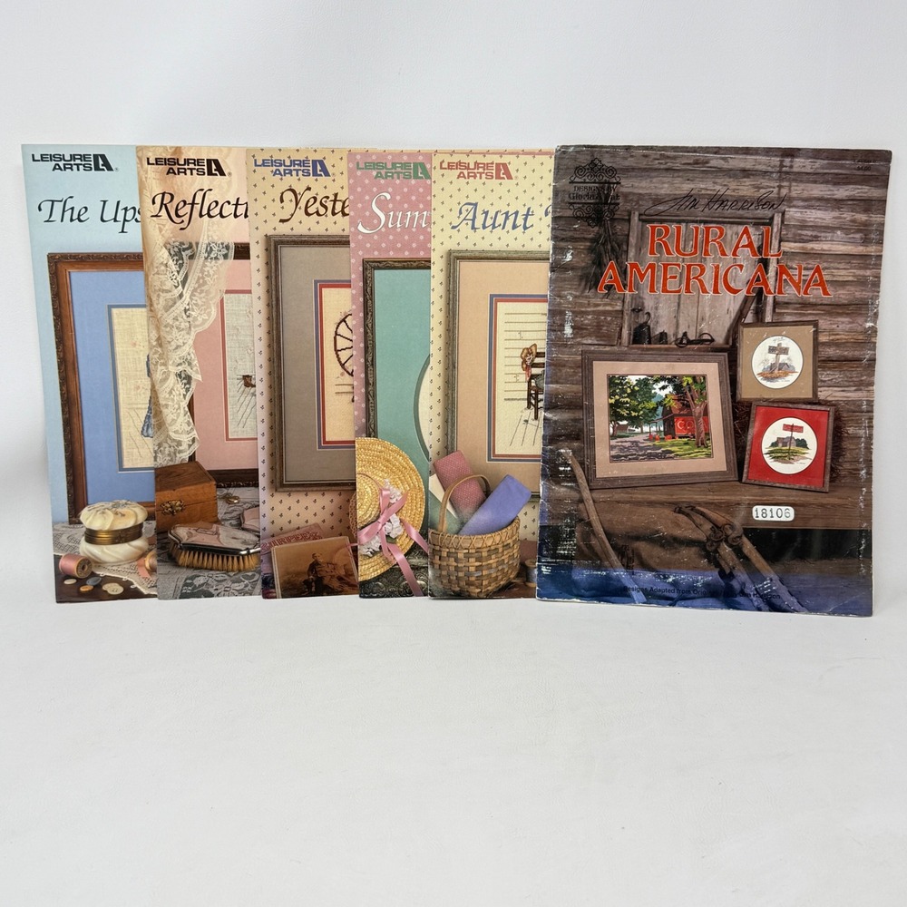 Leisure Arts Cross Stitch Pattern Lot Paula Vaughan Jim Harrison Rural Americana